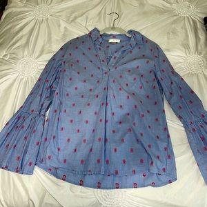 Pretty blue striped and pink shirt!